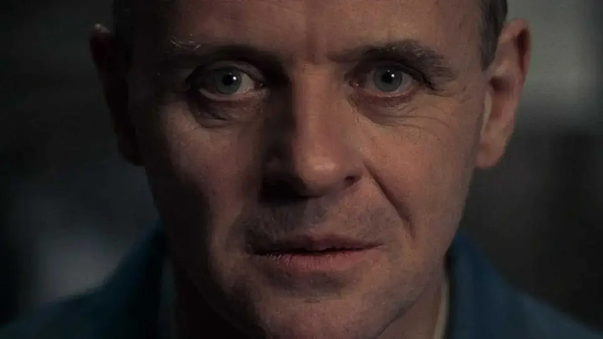 Close up of Hannibal Lecter in Silence of the Lambs.