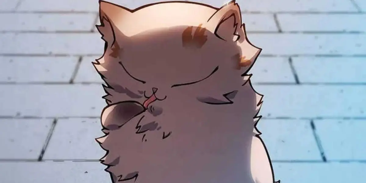 Princess Donut licking her paw in the Dungeon Crawler Carl webtoon