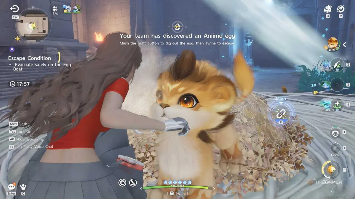 An Aniimo player is digging for an egg during an Egg Heist game.