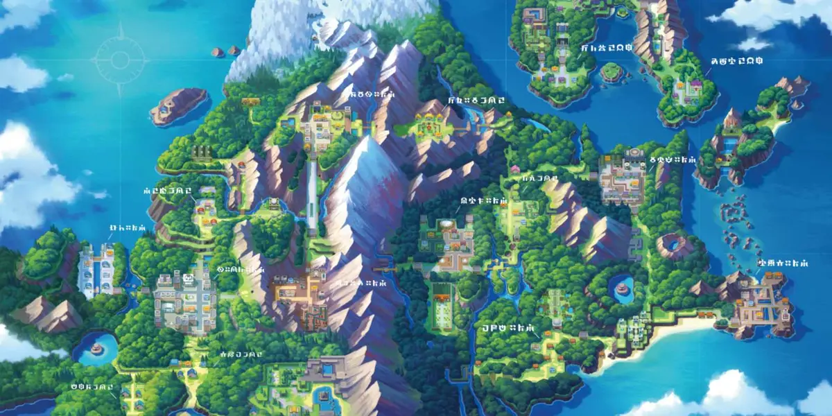 The map of the Sinnoh region in Pokemon Diamond and Pearl.