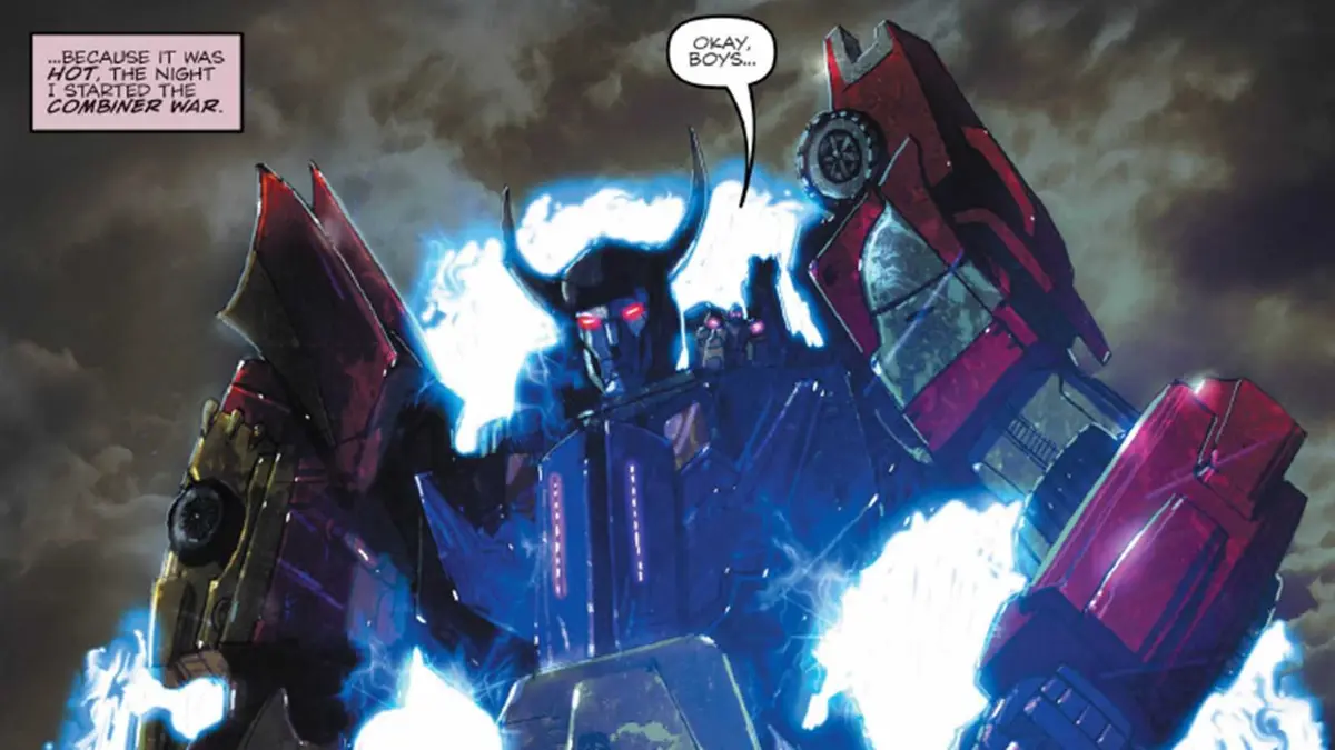 The Stunticon combiner Menasor coming to Cybertron and prepared for battle in Transformers Vol. 2 #39