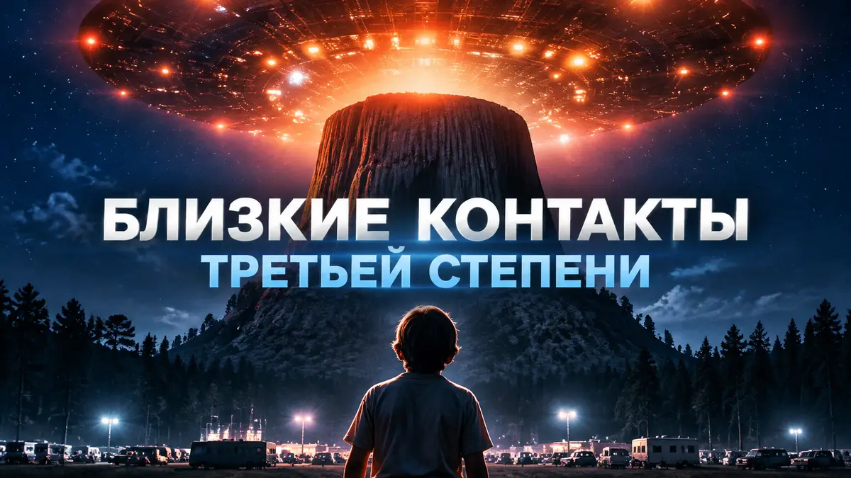 Огромный светящийся корабль пришельцев над Башней Дьявола, «Близкие контакты третьей степени» Спилберга