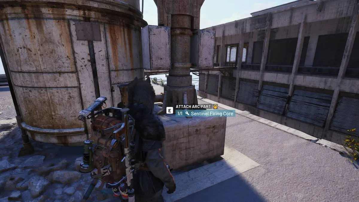 The player standing in front of the antenna that requires a Sentinel Firing Core in Arc Raiders.