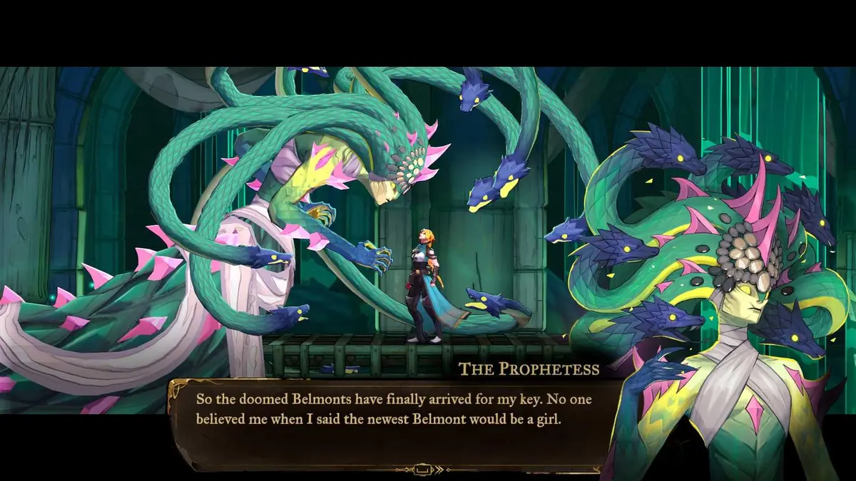 Castlevania Belmont's Curse speaking to Medusa