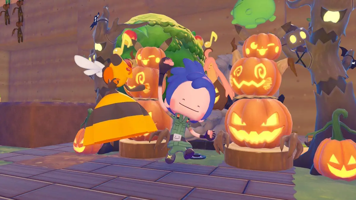 A Pokémon Pokopia screenshot showing Ditto and some of the furnishing items from the