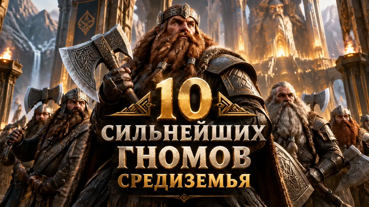 Гномы воины с секирами в доспехах на фоне сияющих залов Эребора