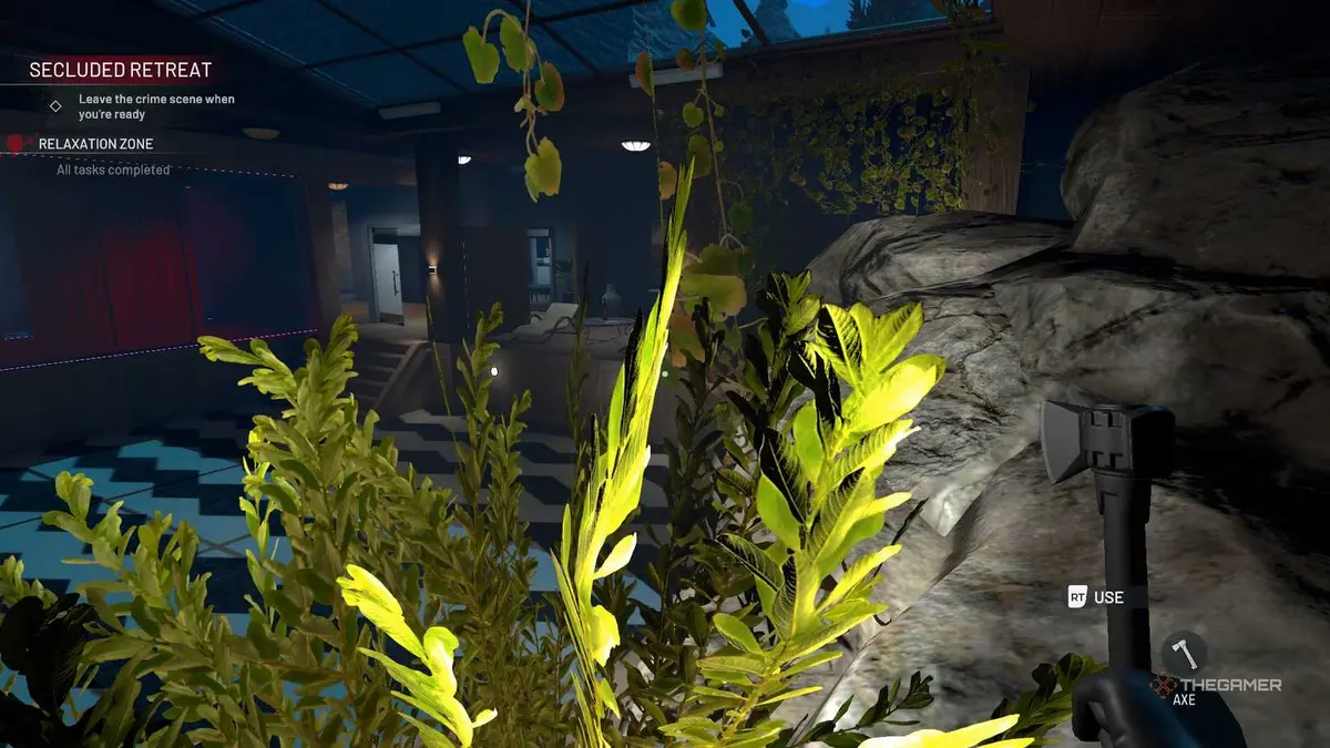 Crime Scene Cleaner secret room behind the pool.