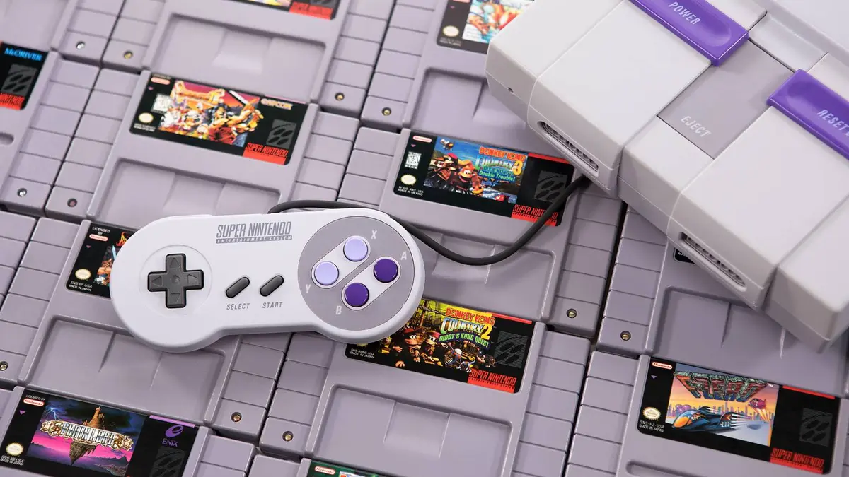 Super Nintendo with games
