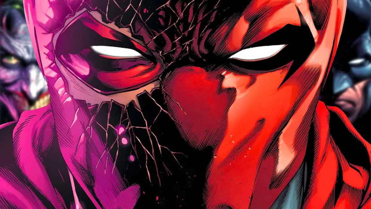 Red Hood With Batman and Joker in Background DC Comics