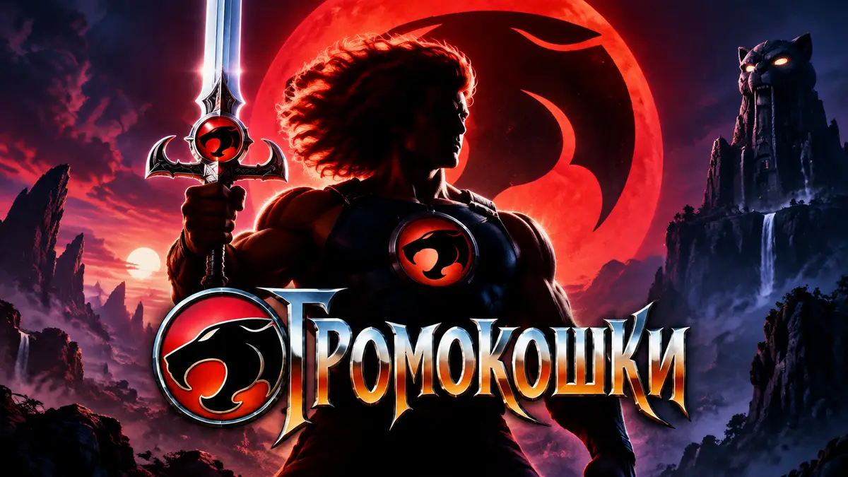 Постер фильма Громокошки с логотипом франшизы и силуэтом героя в неоновом свете
