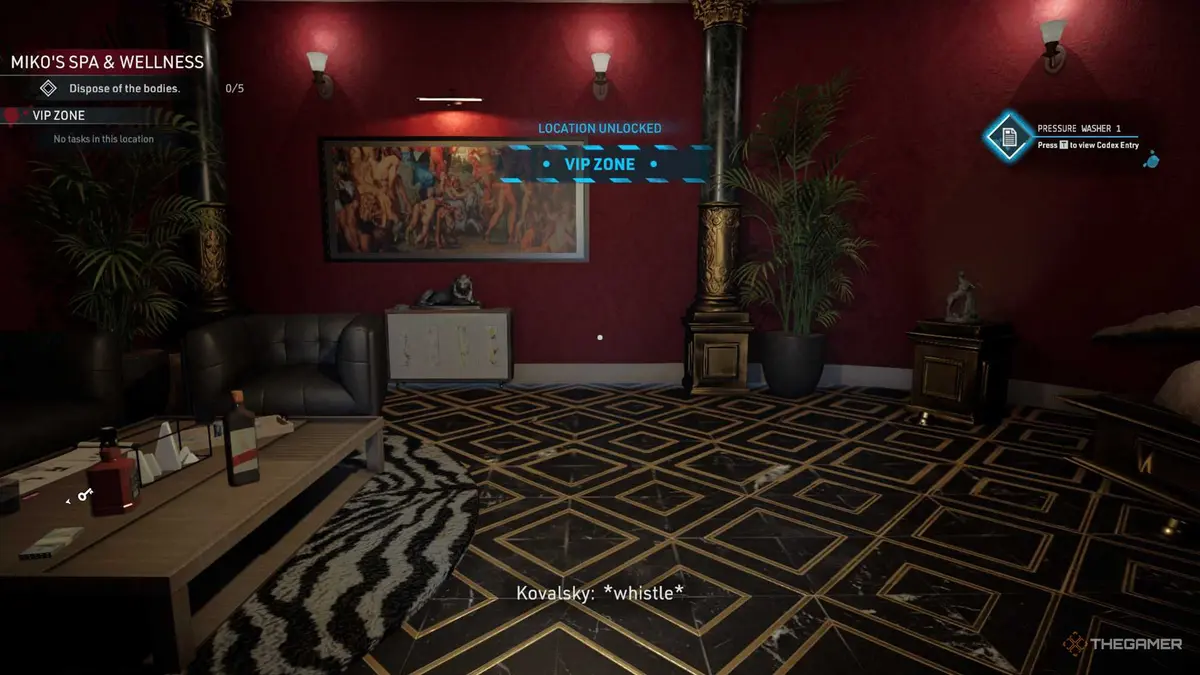 Kovalsky enters the VIP Zone in Crime Scene Cleaner