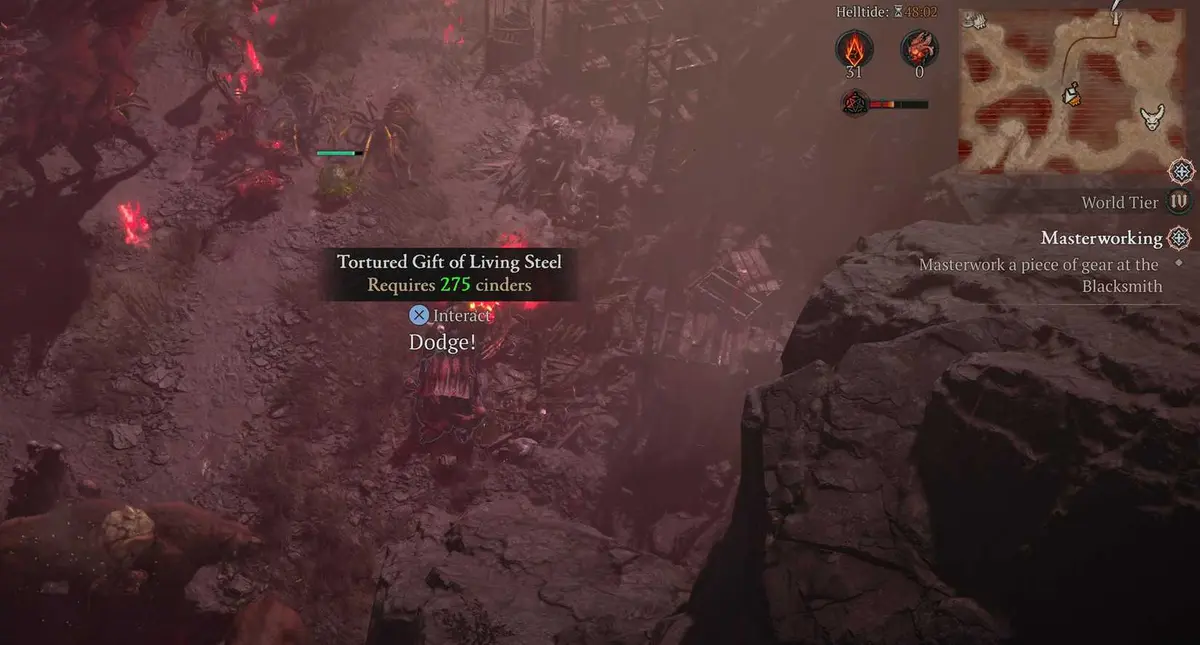A Diablo 4 character gets a threat level in Helltides in season 4.