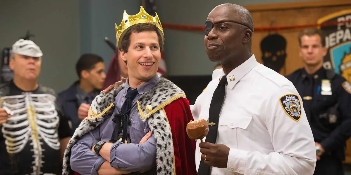 Jake and Holt after the Halloween Heist in Brooklyn Nine Nine