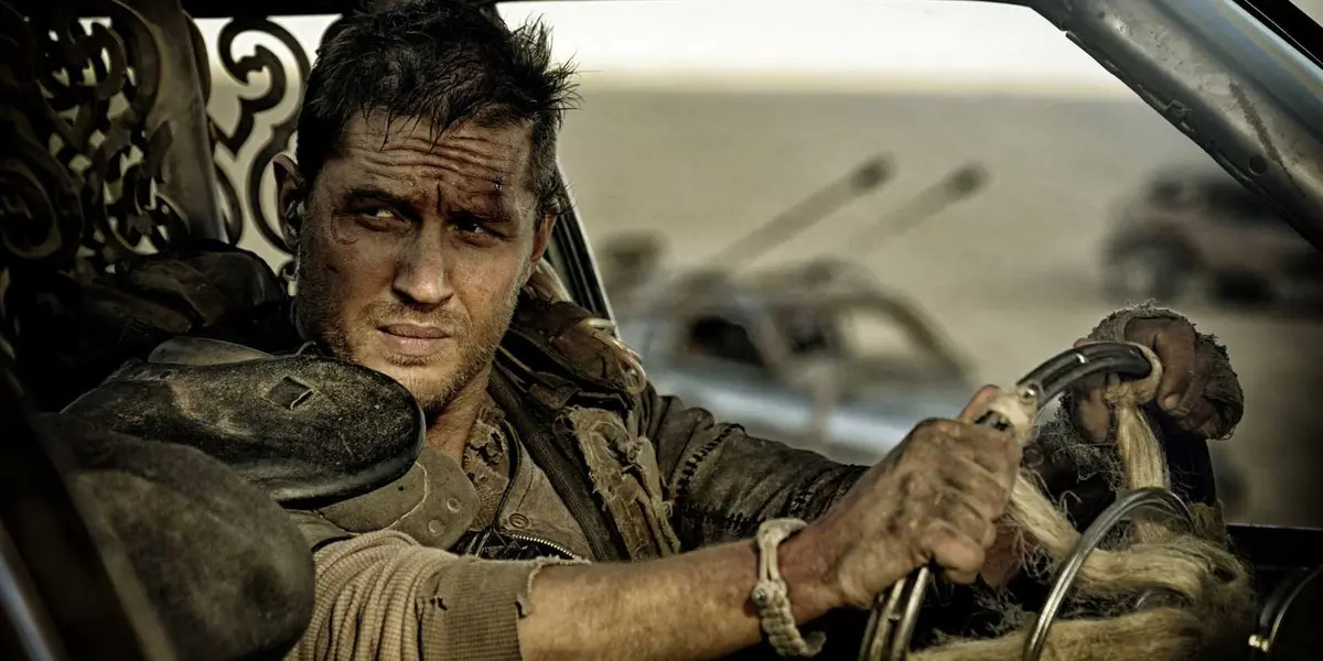 Tom Hardy as Max Rockatansky behind the wheel in Mad Max: Fury Road.