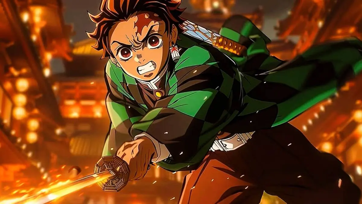 Tanjiro from the Demon Slayer anime with his sword looking angry