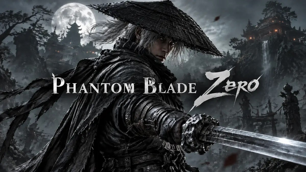 Главный герой Soul из Phantom Blade Zero в боевой стойке на фоне мрачного пейзажа