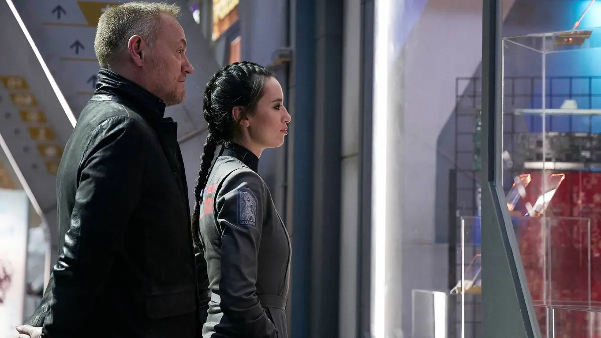 Jared Harris and Cara Gee in The Expanse