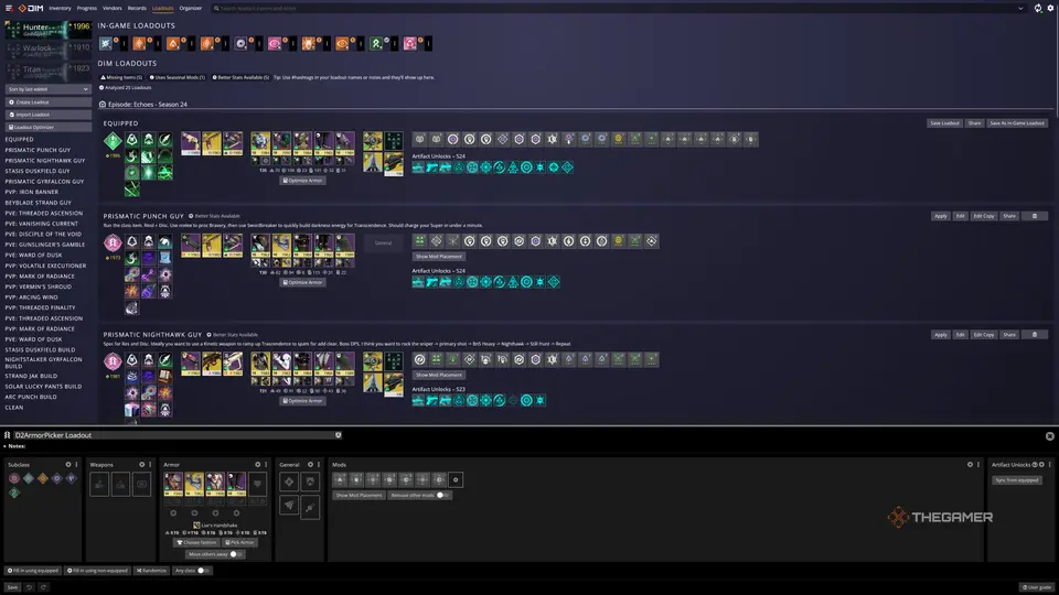 Destiny 2 D2ArmorPicker DIM Loadout