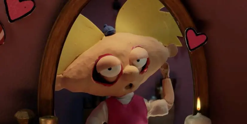Helga wearing Arnold's face in Robot Chicken