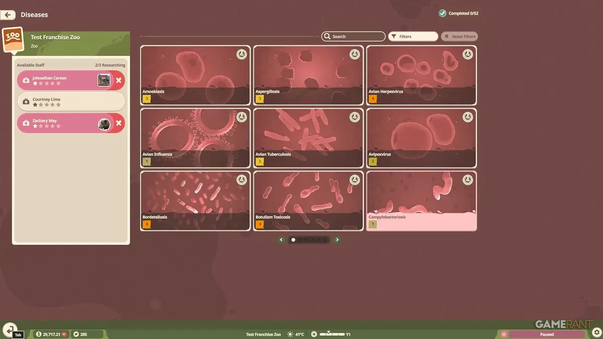 Planet Zoo 2 - Research - Diseases