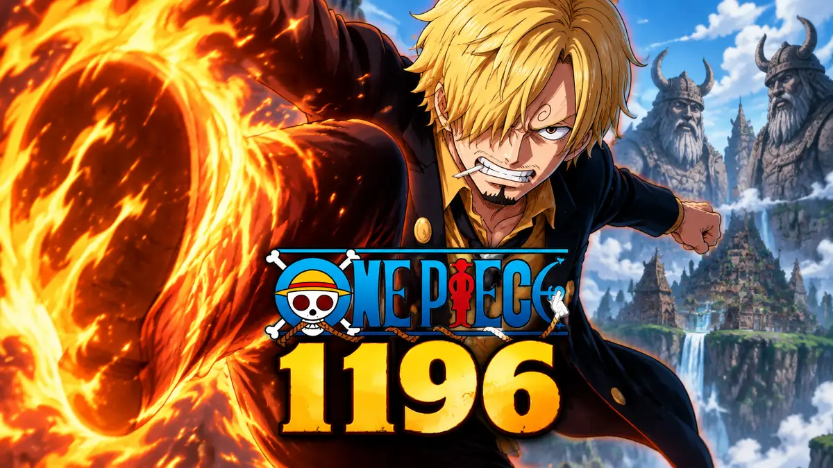 Санджи из аниме One Piece в боевой стойке с пылающей ногой крупным планом