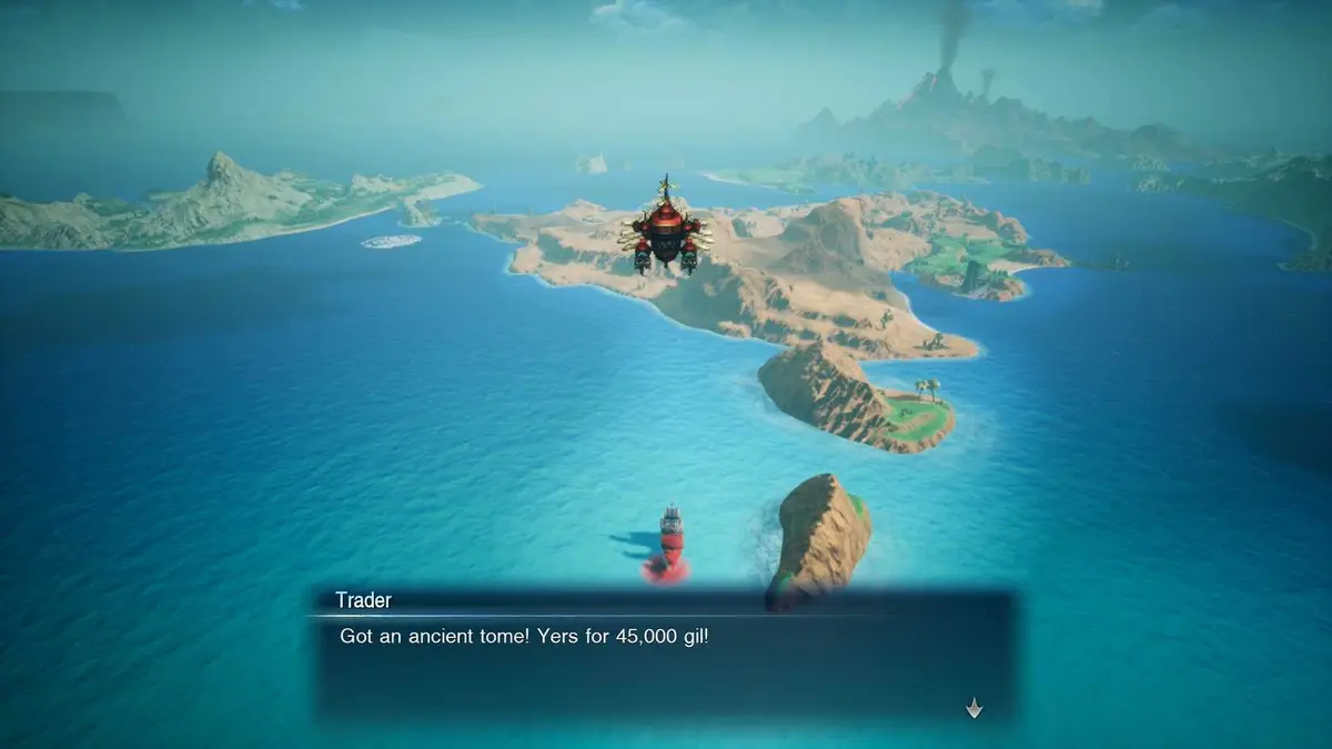 A merchant ship sells an Ancient Tome in Final Fantasy Resonance.
