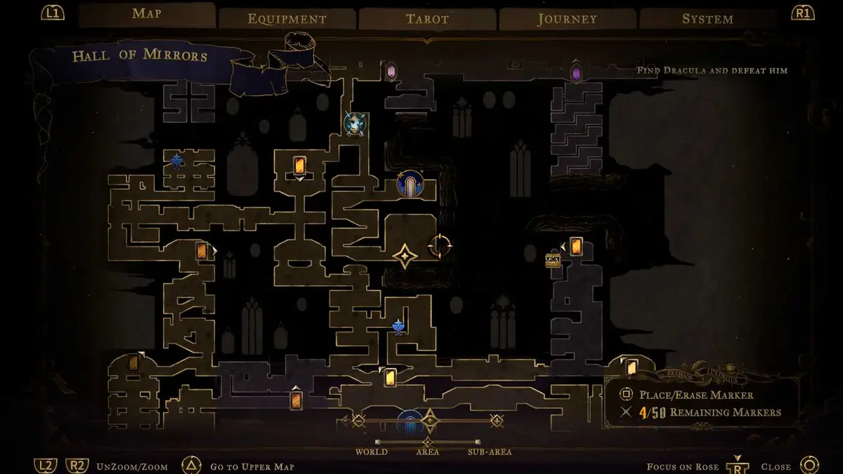hall of mirrors map in Castlevania Belmont's Curse