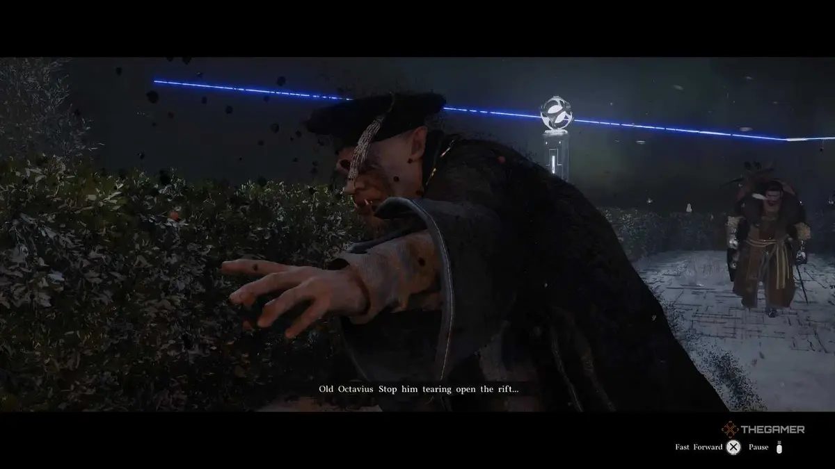 Octavius disappearing in Obsession and Madness mission in Crimson Desert.