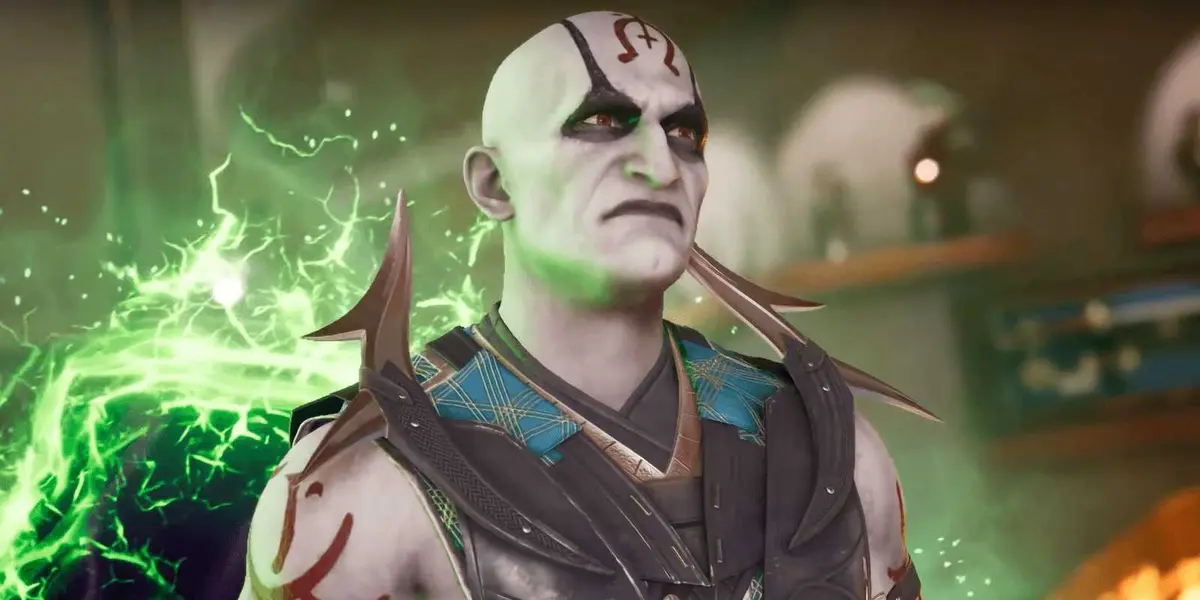Quan Chi with a smug look on his face in Mortal Kombat 1