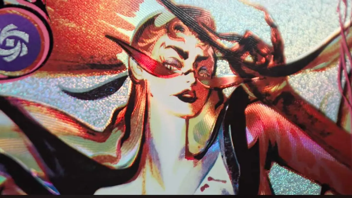 A close up image of the artwork from Agony's Embrace, the Riftbound card.