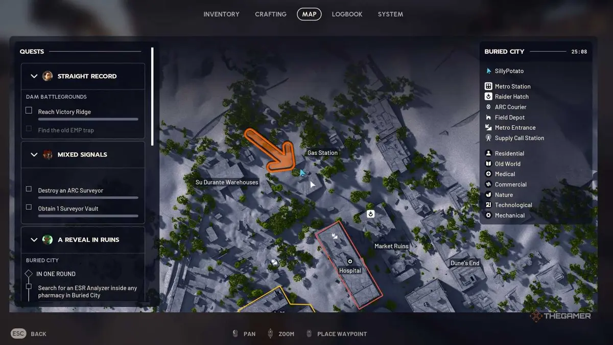 Arc Raiders quest location for Industrial Espionage on the map.