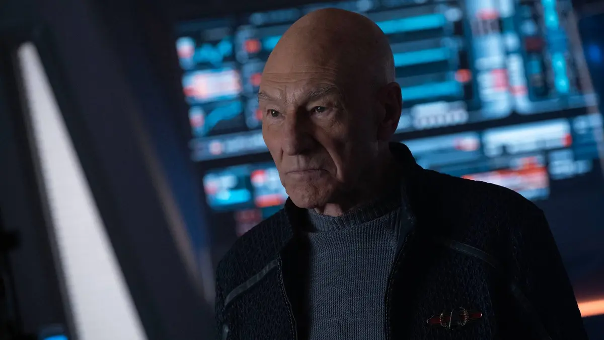 Picard (Patrick Stewart) looking stoic