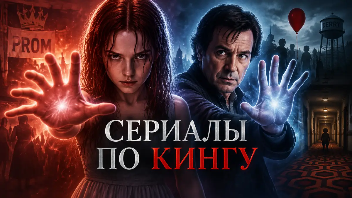 Кэрри Уайт и Дик Холлоранн в сиянии психической энергии, постер по мотивам вселенной Стивена Кинга