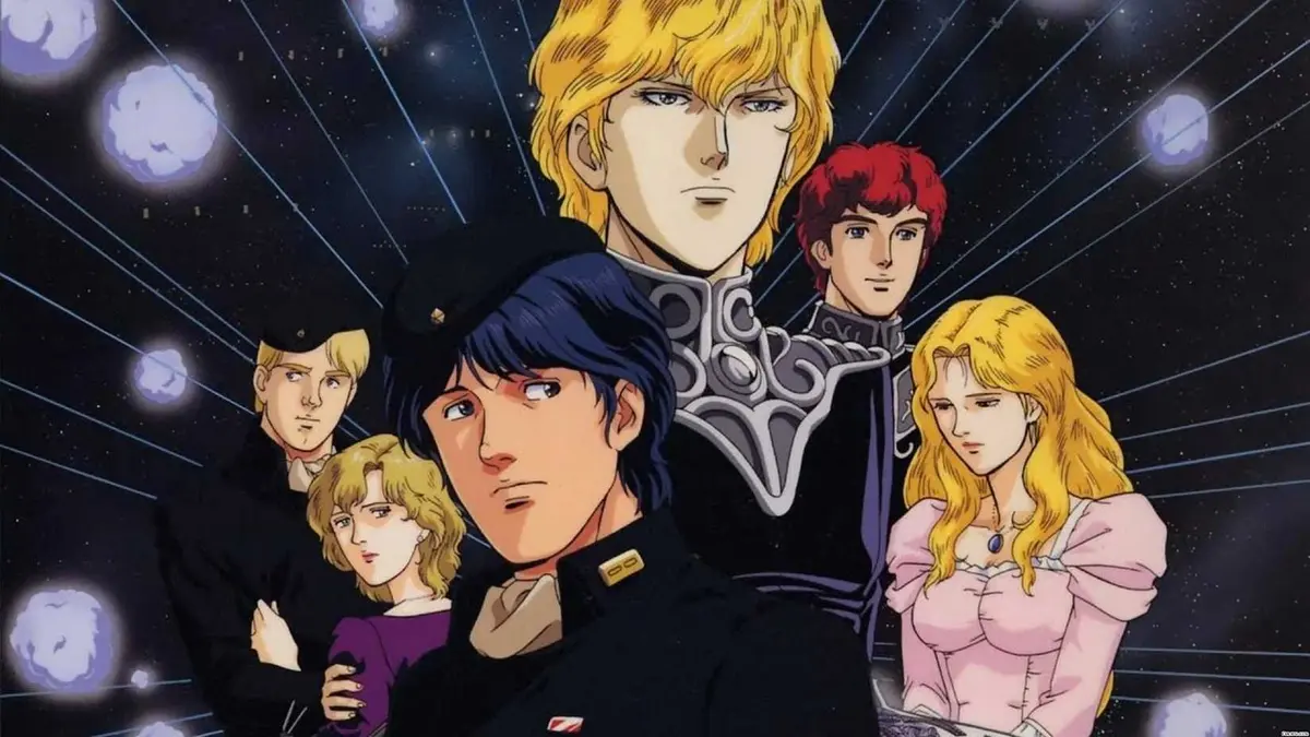 Yang Wen-Li and the other main cast members together in Legend of the Galactic Heroes.