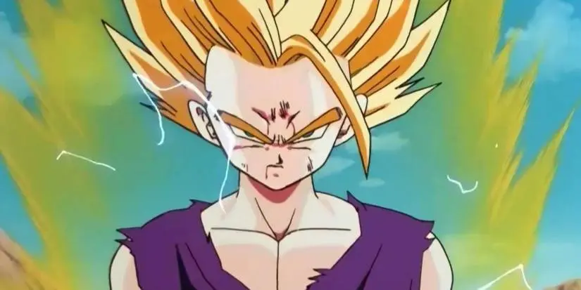 Gohan achieving Super Saiyan 2 in Dragon Ball Z.