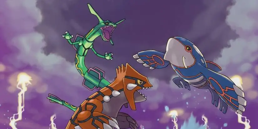 Groudon, Kyogre, and Rayquaza clash in Pokemon Emerald