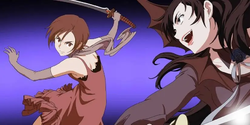 Saya charges at her twin sister, Diva, in Blood+.