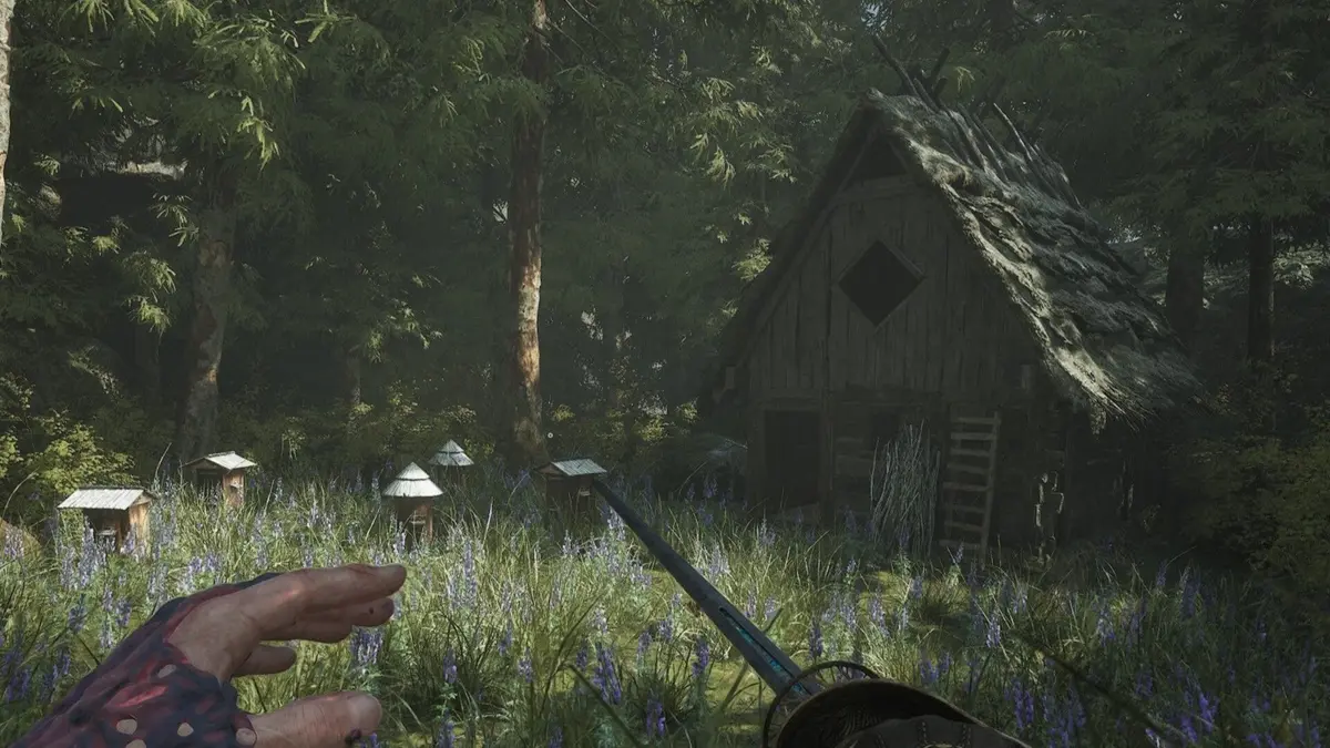 William looks at the Beekeeper's Hut in Valor Mortis.