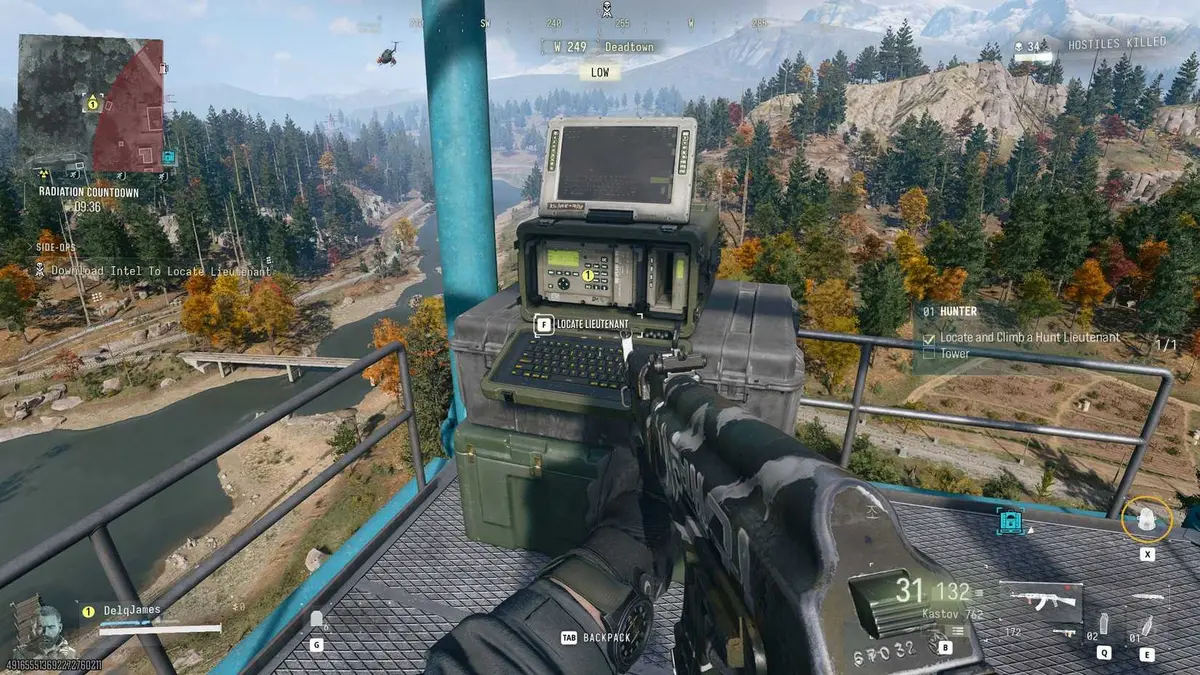The player in DMZ at the top of a lieutenant tower.