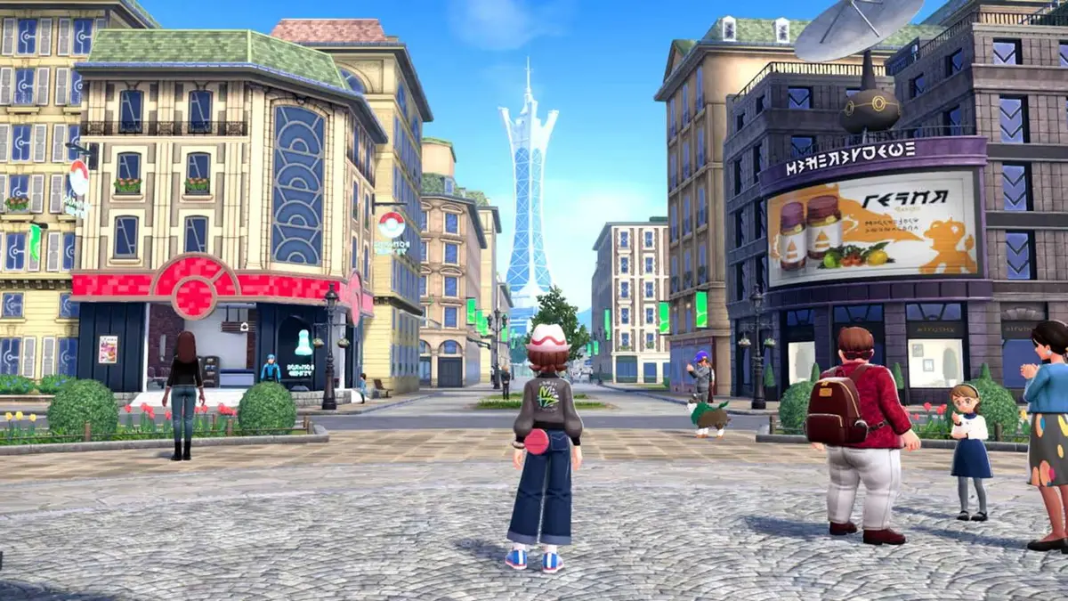 The player standing in Lumiose City in Pokemon Legends Z-A.