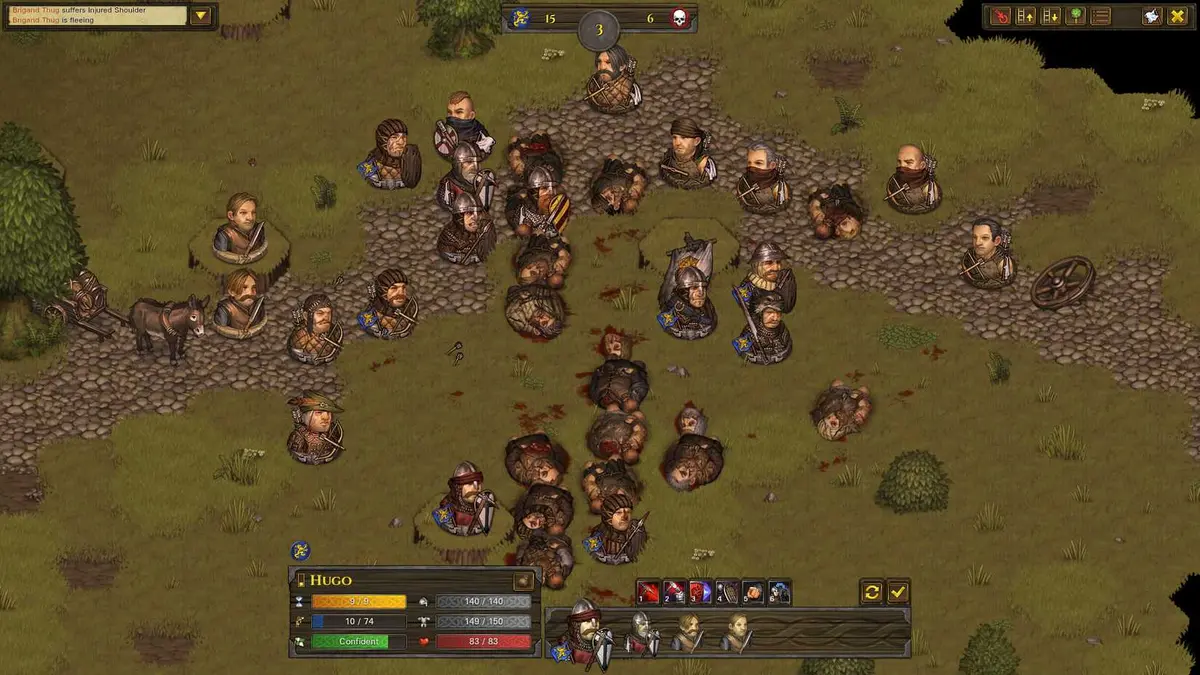 A battle with the player's mercenary units in Battle Brothers