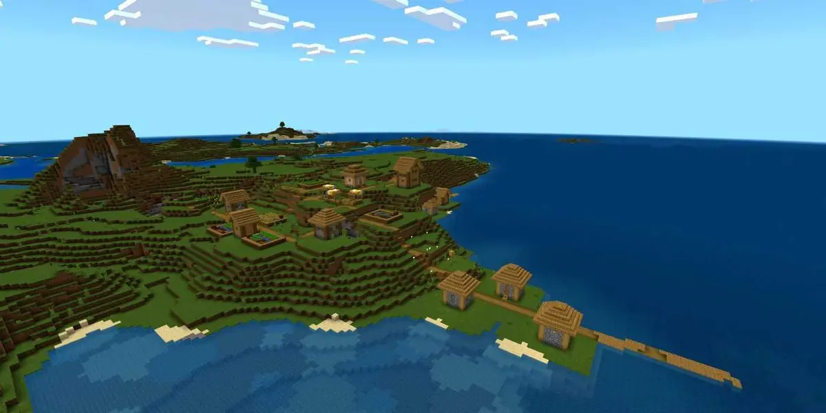 Minecraft Bedrock Edition Coastal Village With Two Docks.