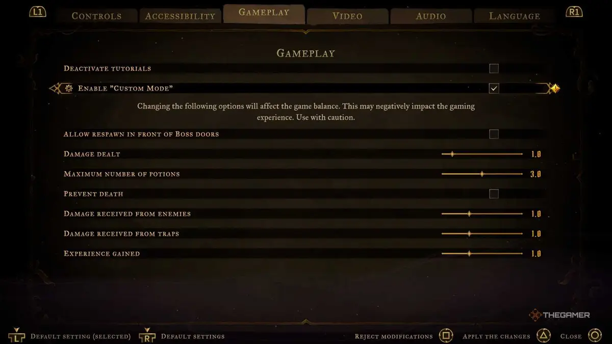 Selecting Custom Mode in Castlevania: Belmont's Curse.