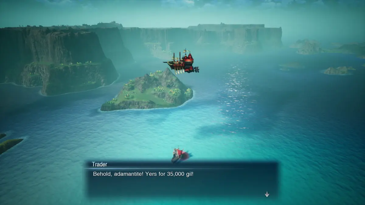 A merchant ship offers Adamantite for 35,000 gil in Final Fantasy Resonance.