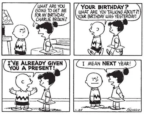 Violet bothers Charlie Brown in this Peanuts comic strip