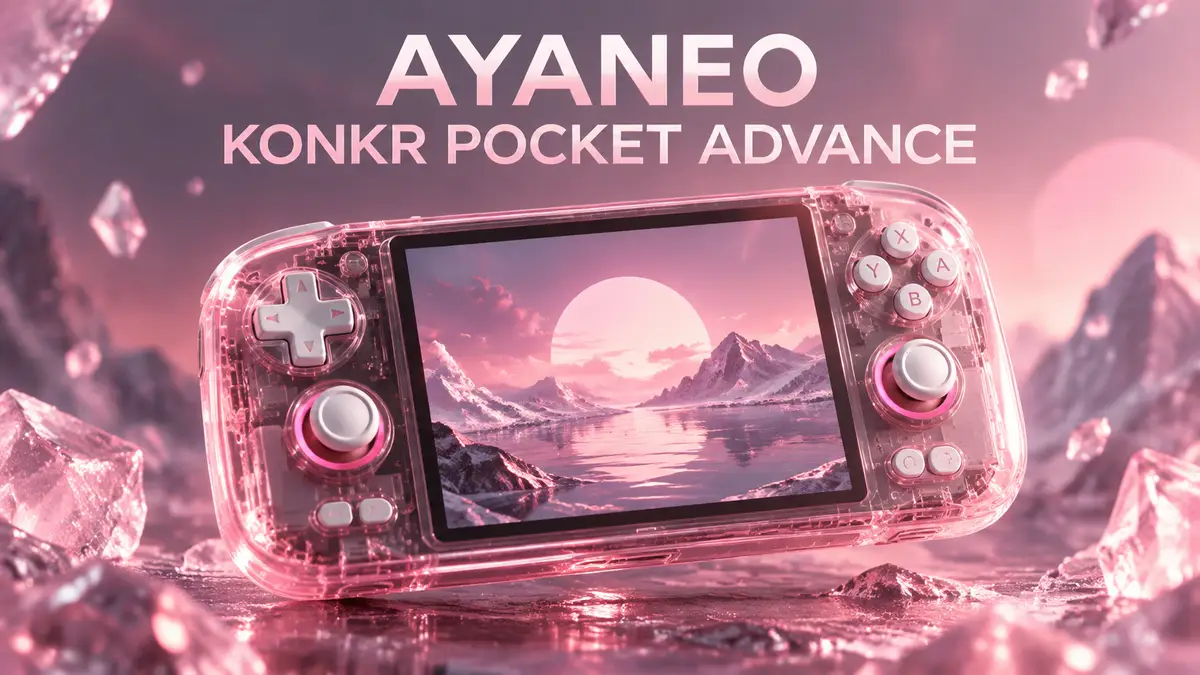 Портативная консоль KONKR Pocket Advance в полупрозрачном корпусе цвета Ice Pink