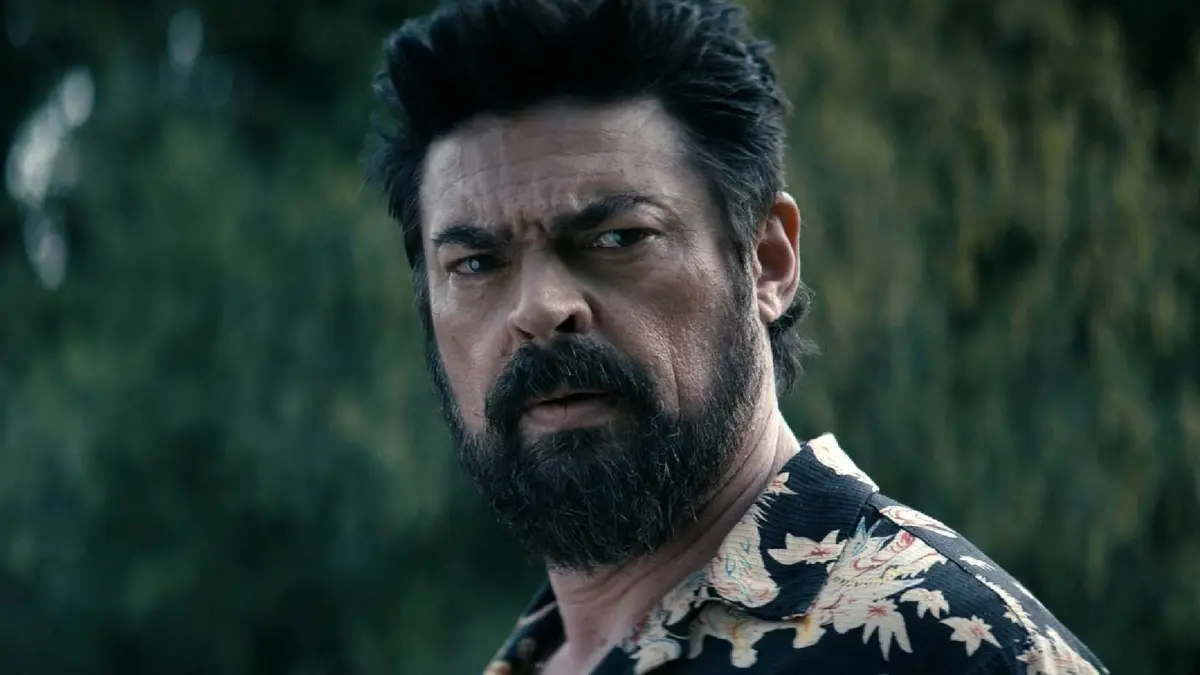 Karl Urban as Billy Butcher looking worried in The Boys.