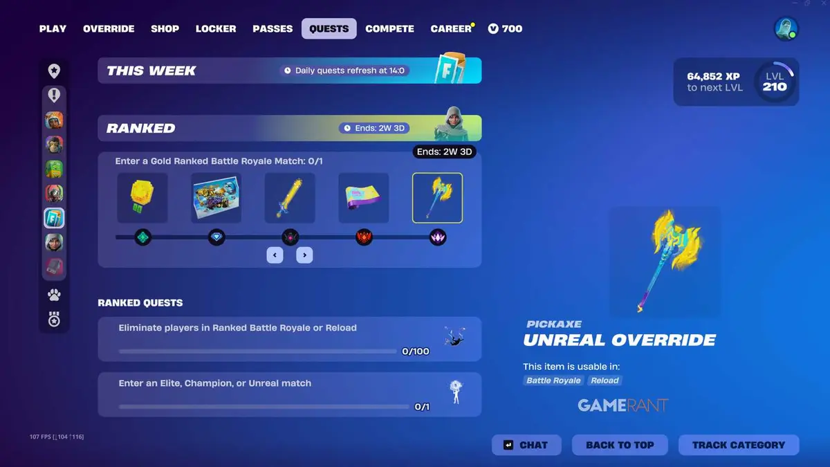 Fortnite Override Battle Royale Ranked Rewards