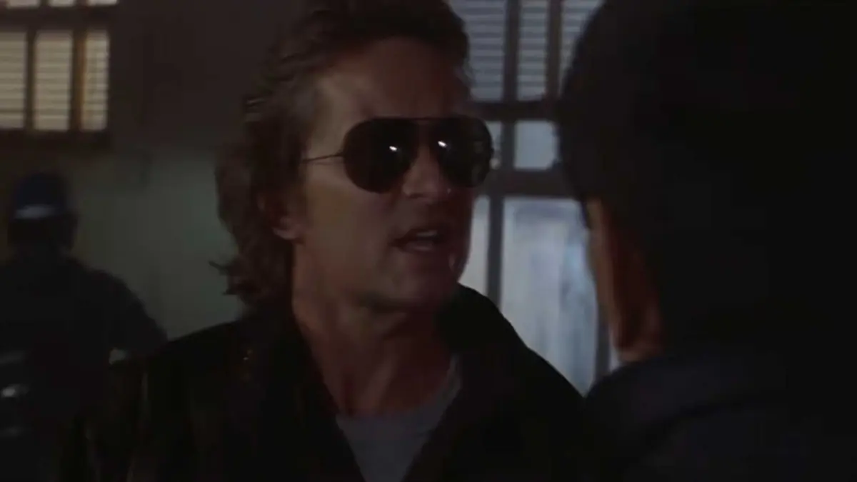 Nick (Michael Douglas) arguing with Japanese authorities in Black Rain