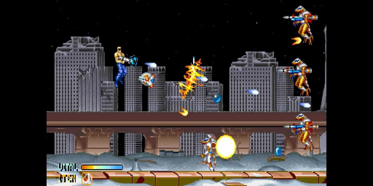 Forgotten Worlds arcade gameplay